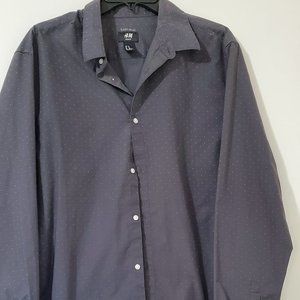 H & M Unisex Slim Fit Dress Shirt, gray, XL, sleeves 25,easy iron,good condition